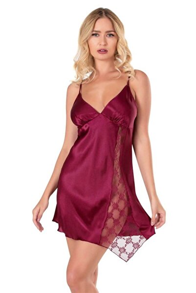 Aria's Closet Arias Closet Bordo Kısa Saten Gecelik