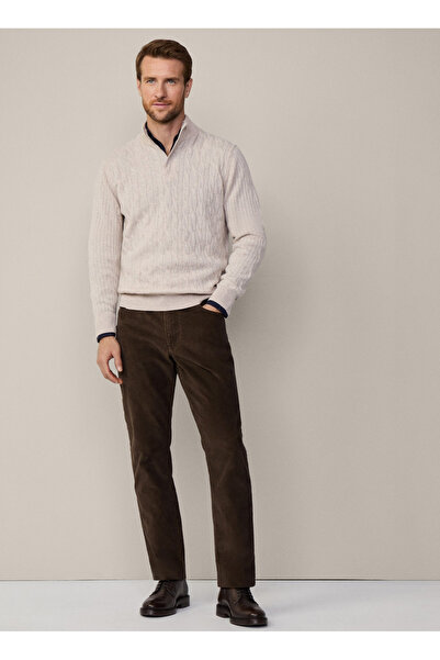 Hackett Bato Yaka Slim Fit Ekru Erkek Kazak HM703242