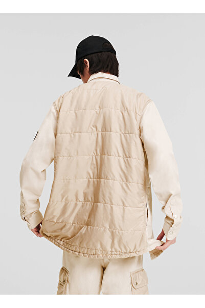 Karl Lagerfeld Jeans Normal Krem Düz Erkek Gömlek 245D1403_KLJ MIX MATERIAL JACKET