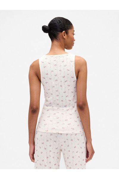 GAP Kadın Çiçek Desenli Pointelle Scoopneck Tank Pijama Üstü