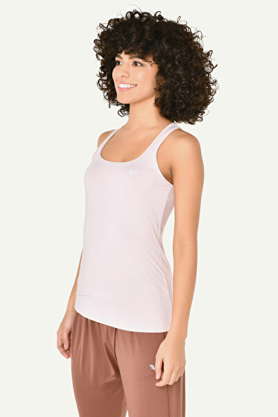 bilcee Women's Cream Wide Collar Athlete Training Tank Top 8721