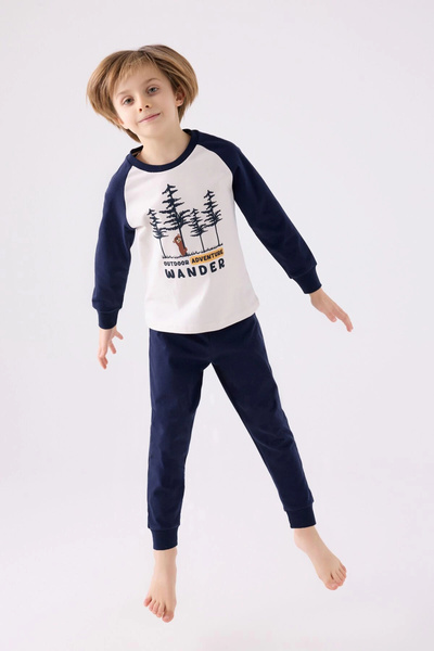 Rolypoly White Long Sleeve Boy's Pajama Set