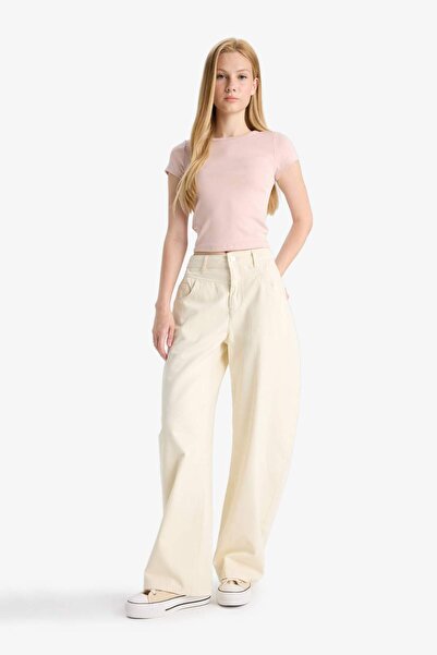 DeFacto Μπλουζάκι Coool Fitted Basic απλό κοντομάνικο μπλουζάκι με ραβδώσεις E0288AX25SM