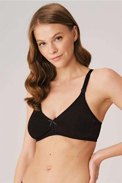 CHI'LA Collection Cotton Underwire Maternity Front Opening Black Nursing Bra
