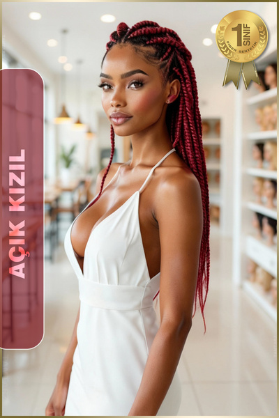 TAM TARZ Afrika Örgüsü Rasta Ve Box Braid için Fiber Sentetik Saç (Renk Kodu BUG) Açık Kızıl