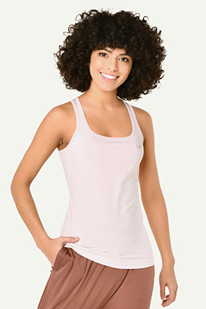 bilcee Women's Cream Wide Collar Athlete Training Tank Top 8721