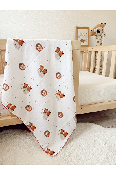 Cloudy بطانية موسلين على شكل قنفذ برتقالي 25 - 80x90 سم، لحديثي الولادة، بطان...