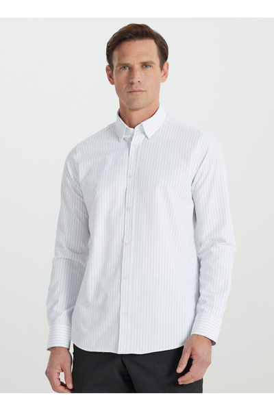 ALTINYILDIZ CLASSICS Ανδρικό πουκάμισο Altınyıldız Classics - Λευκό & Χακί, ACE 202510073