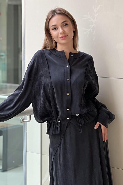 Ghisa Ethnic Patterned Buttoned Ribbed Tunic Skirt Set