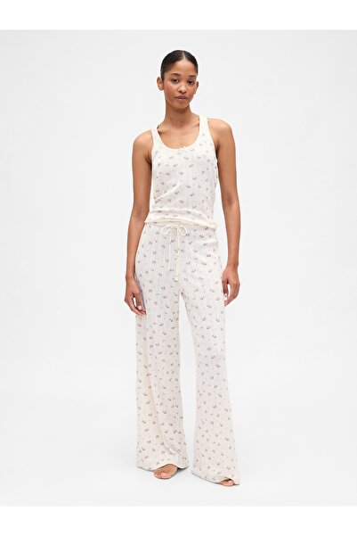 GAP Kadın Çiçek Desenli Pointelle Scoopneck Tank Pijama Üstü