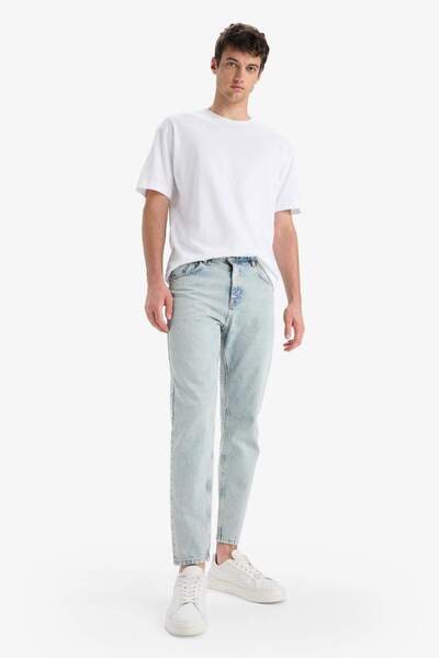 DeFacto 100% памучен панталон от 90-те години, с прилепнала кройка, висока талия, с тесни крачоли, изпран F3903AX25SM