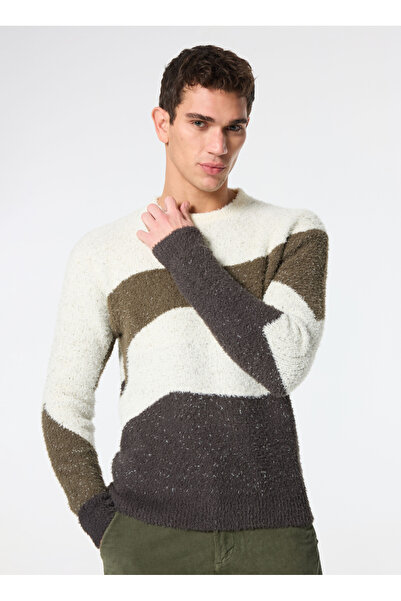 SSEINSE Bisiklet Yaka Slim Fit Ekru Erkek Kazak MI2842SS