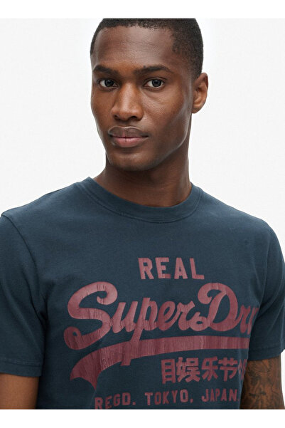 SUPERDRY Bisiklet Yaka Lacivert Erkek T-Shirt M1012025A98T_CLASSIC VL GRAPHIC T S