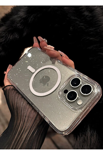 İtarz Iphone 16 Pro Max Uyumlu Simli Şeffaf MagSafeli Premium Mika Sararmaz K...