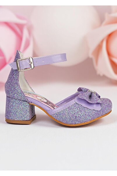 ZACOZ Girl's Chrome Printed Heeled Shoes, Girl's Evening Dress Shoes