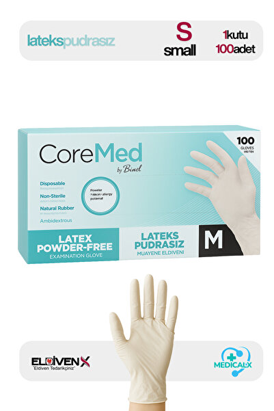 Medicalx Coremed Lateks Pudrasız Muayene Eldiveni 100’lü - Small