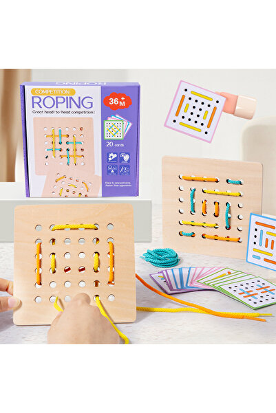 OEM Jucarie Montessori din lemn cu snur de impletit pentru copii