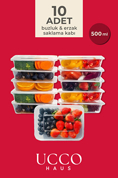 UCCO 10Pcs 500ml Economic Plastic Refrigerator Freezer Ration Leakproof Storage Container Icebox Organizer