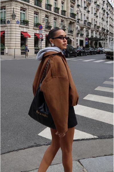 Havoş Světle hnědá semišová bomber bunda