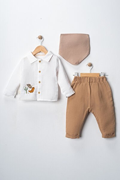 Lamonde Muslin 3-Piece Cowboy Set - Long-Sleeve Shirt, Trousers and Collar - ...