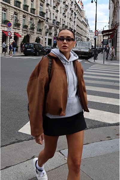 Havoş Světle hnědá semišová bomber bunda