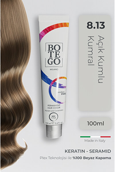 botegohair Botego Milano Profesyonel 8.13 Küllü Altın Kumral Saç Boyası 100 m...