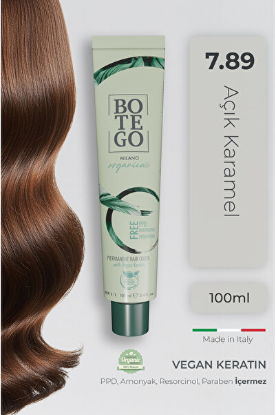 botegohair Organica Organik Saç Boyası - 7.89 Açık Karamel 100 ml - Amonyaksı...