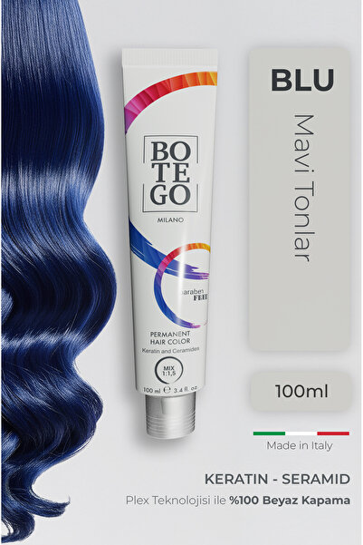 botegohair Profesyonel Krem Saç Boyası - Blue (Mavi Tonlar) 100 ml - Plex, Ke...
