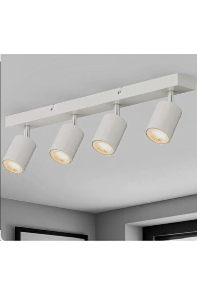 habek avize GU10 Beyaz Metal Gövde 4’lü Hareketli Başlıklı LED Spot Avize Gün...