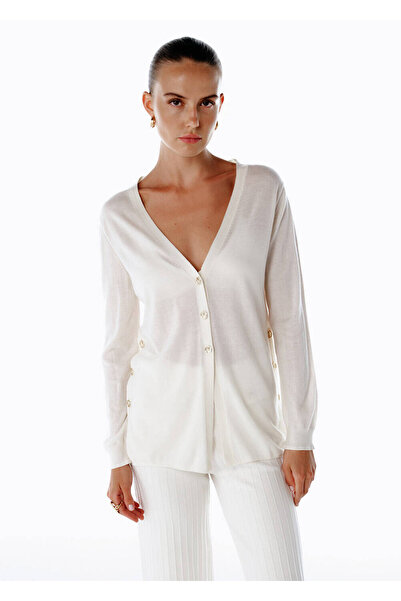 Knitss Ultrafine Organic Cashmere Ecru Knitwear Cardigan