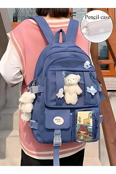 fun zone School Backpack with Pencil Case and Doll Pendant Waterproof Book Ba...