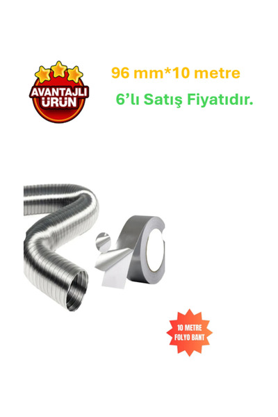 Store 6'lı PAKET-Alüminyum Folyo Bant DÜZ-Yapışkanlı Yanmaz (Aspiratör-Soba b...