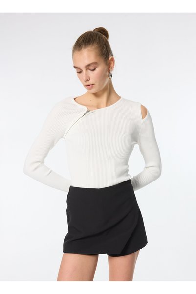E 4.0 Design Studio x Fabrika Boat Neck Tight Twill Off White Sweater Women F...