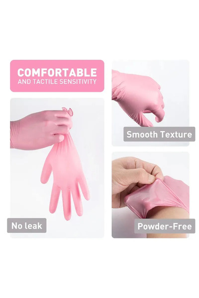 Has-Pet BEYBİ Pembe Nitril Eldiven Pudrasız S Beden 2 Paket Laboratuvar Kulla...