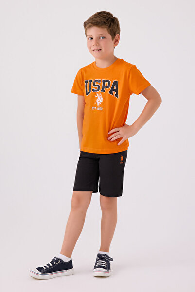U.S. Polo Assn. Boy's Orange Bermuda Set
