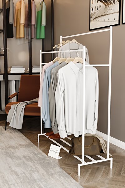 reflekta Beyaz İkili Konfeksiyon Askısı Ayaklı Askılık Elbise Askılığı Beyaz ...