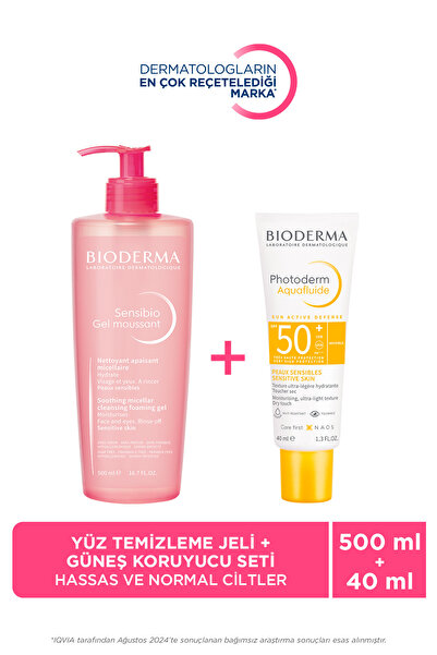 Bioderma Hassas ve Normal Ciltler Micellar Yüz Temizleme Jeli & Yüksek Korumalı Yüz Güneş Kremi 2'li Set