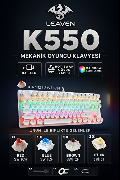Leaven 87 Tuşlu Daktilo Tarzı Blue Switch Mekanik Klavye