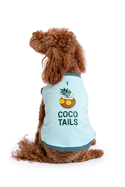 fouramour تي شيرت قطني للكلاب باللون الأخضر المائي "كوكو تيلز"