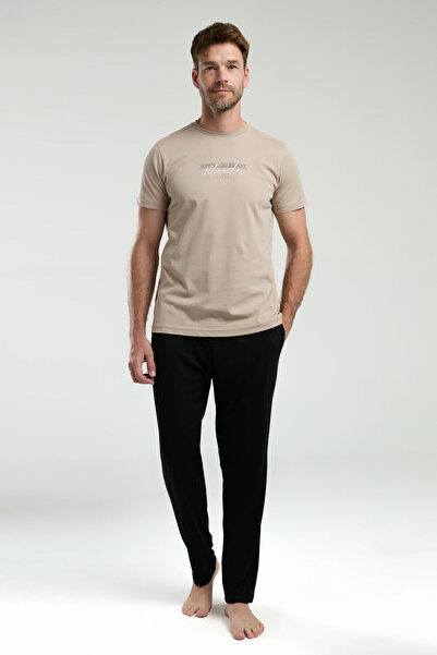 Arnetta Ανδρικό Σετ Πιτζάμες Κρεμ κοντομάνικο