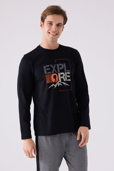 Arnetta Ανδρικό μαύρο μακρυμάνικο σετ πιτζάμες