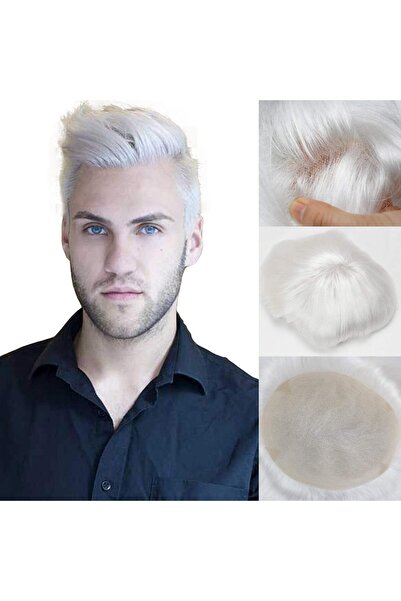 Protez Saç %100 Gerçek Beyazlı İnsan Saçından Protez Saç 8x10 Ölçü