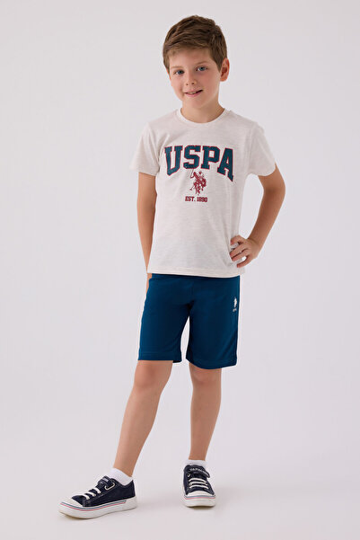 U.S. Polo Assn. Costum Bermuda cremă pentru băiat
