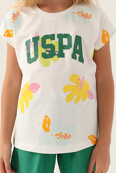 U.S. Polo Assn. U.S. Polo Assn Licensed Leaf Cream lány rövidnadrág szett