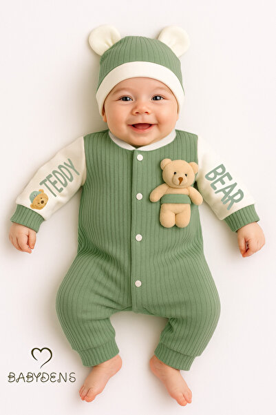 BABYDEN'S Teddy Bear Temalı Yenidoğan Fitilli Tulum Takımı Ayıcıklı Erkek Beb...
