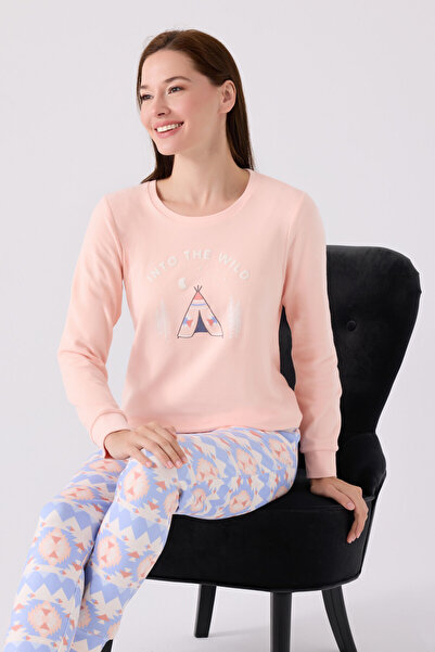 Arnetta Γυναικείο ροζ μακρυμάνικο σετ πιτζάμες