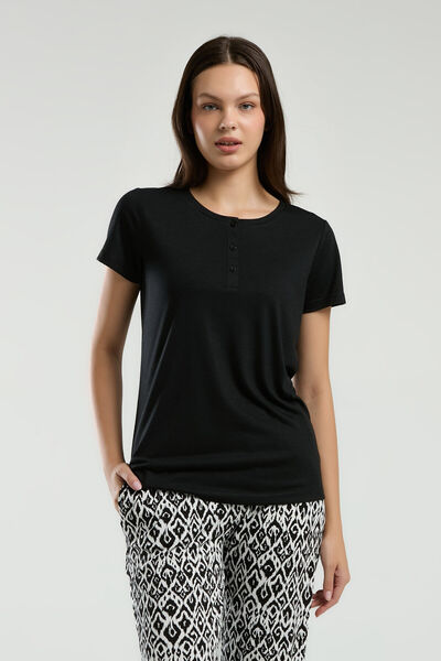 Arnetta Women's Black Short Sleeve Pajama Set