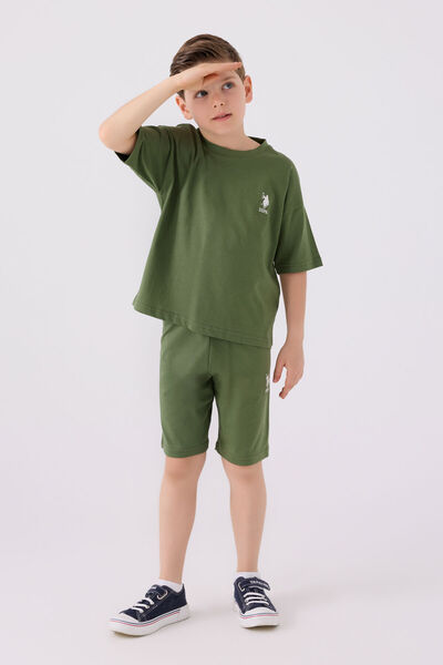 U.S. Polo Assn. بدلة برمودا خضراء للأولاد