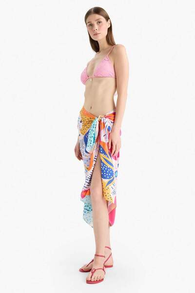 DeFacto Regular Fit Desenli Saten Plaj Eteği-Fall in Love B1443AX25HS