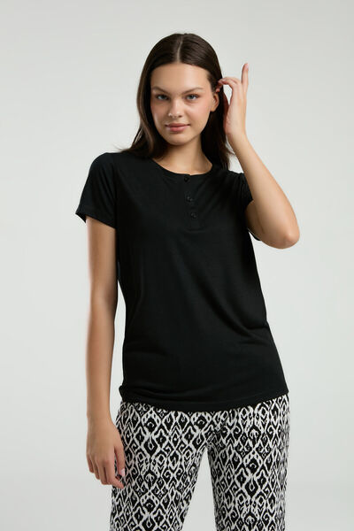 Arnetta Women's Black Short Sleeve Pajama Set